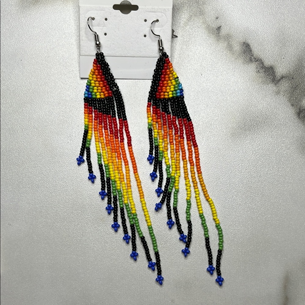 Colorful One of a Kind Beaded Handmade Dangle Earrings